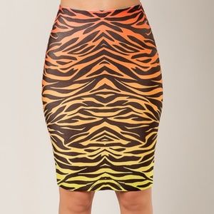 NEON TIGER Print Basic Bandage Pencil Skirt
